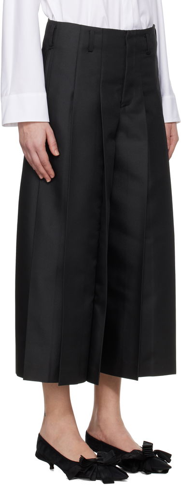 Hlače Comme des Garçons Comme des Garçons Gabardine Pleated Cropped Trousers Črna | GO-P009-S25, 1