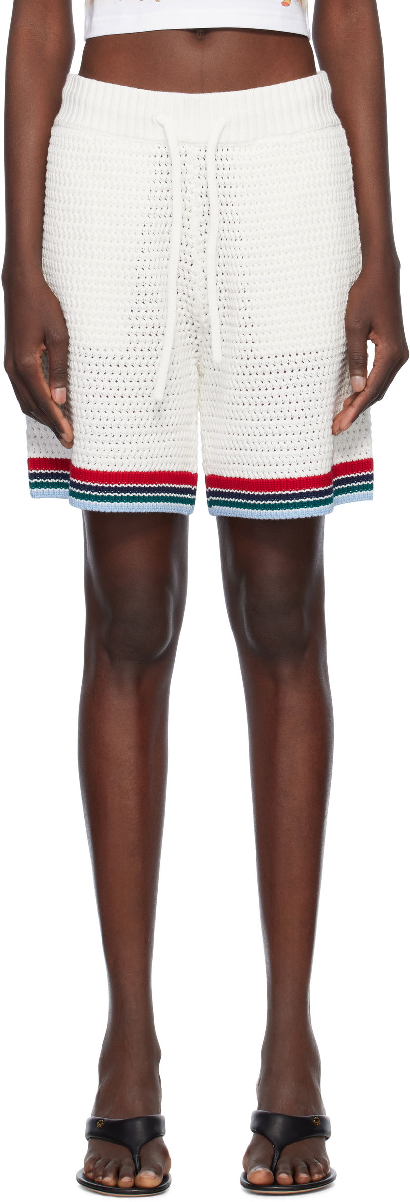 Kratke hlače Casablanca Casablanca Gothic Crochet Shorts Bela | WS25-KW-1064-01