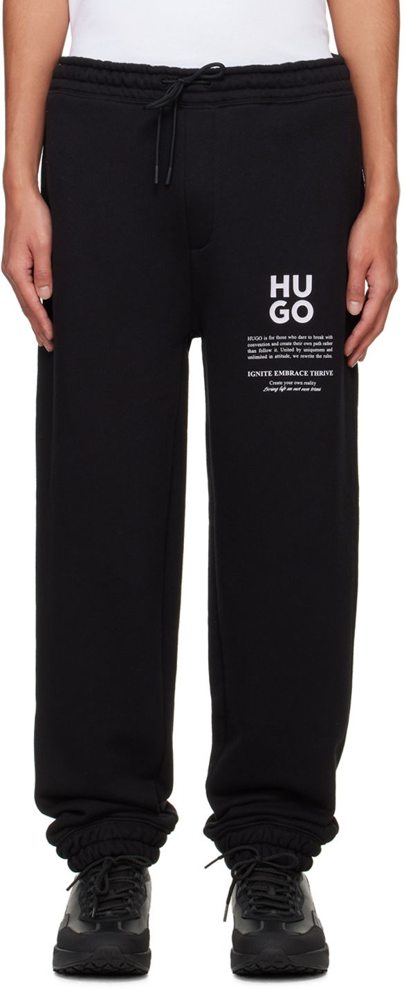 Trenirka BOSS Hugo Black Logo-Bonded Sweatpants Črna | 50521273