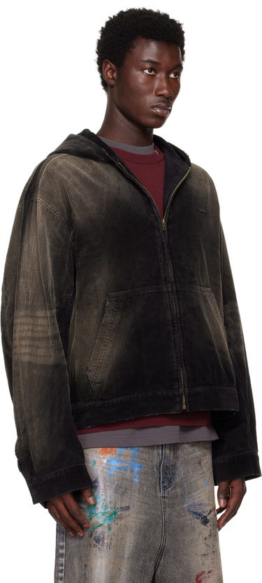 Jakna We11done We11done Vintage Wash Corduroy Zip-Up Hoodie Črna | WD-DJ2-25-318-U-BK, 1