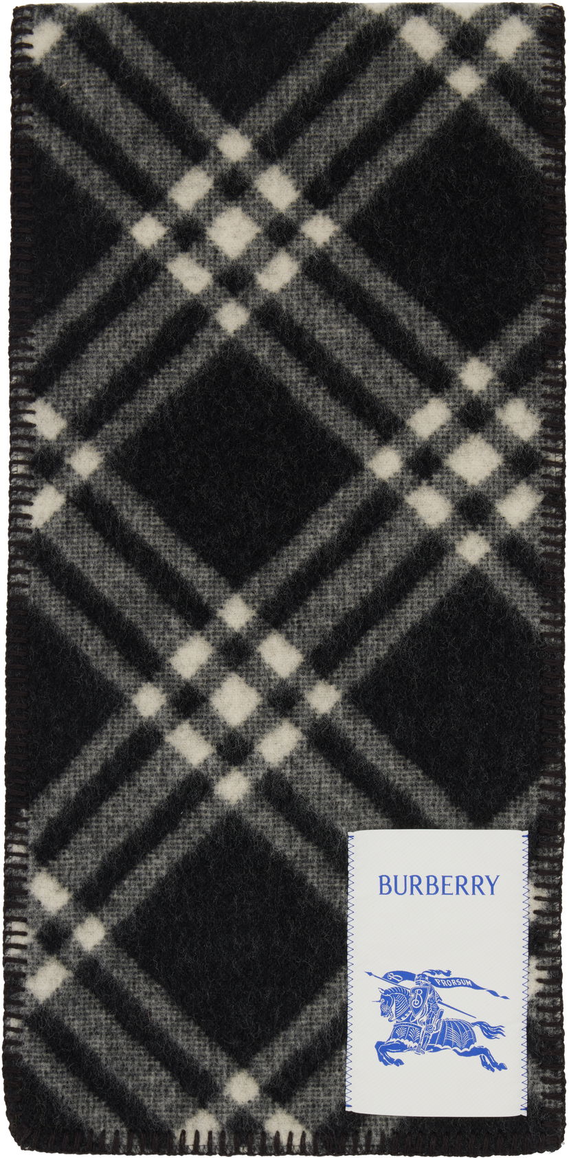 Šala Burberry Burberry Tri Bar Check Wool Scarf Črna | 8114301