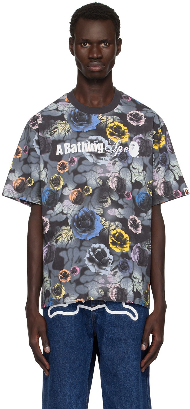 Majica BAPE Floral Solid Camo Logo Relaxed Fit T-shirt Črna | 001CSK801302M
