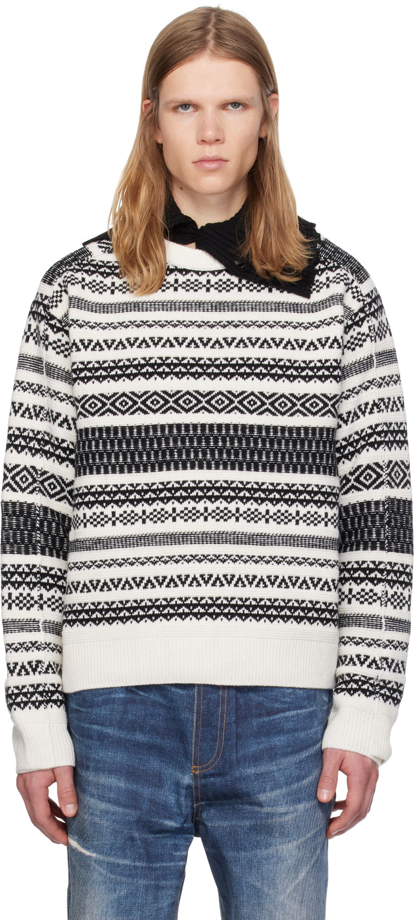 Pleteni pulover Andersson Bell Nordic Crewneck Sweater Bela | atb1162m