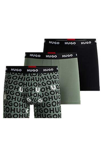 Boksarice BOSS HUGO Men's 3-Pack Stretch Cotton Boxer Briefs with Logo Waistband Večbarvna | 50532559