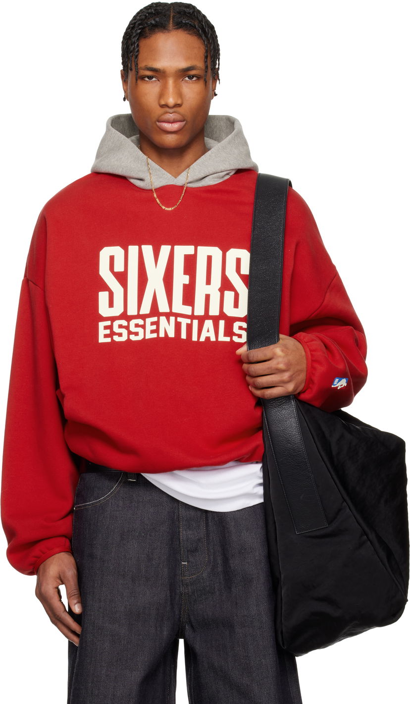 Pulover Fear of God Fear of God ESSENTIALS NBA Sixers Pull Over Hoodie Rdeča | 192AL246600F
