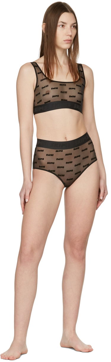 Modrček SKIMS After Hours Logo-Jacquard Mesh Bra Črna | BR-SCN-1312, 3