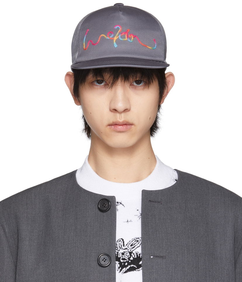 Kapa We11done Mesh Logo Embroidery Baseball Cap Siva | WD-AH1-22-402-U-GY