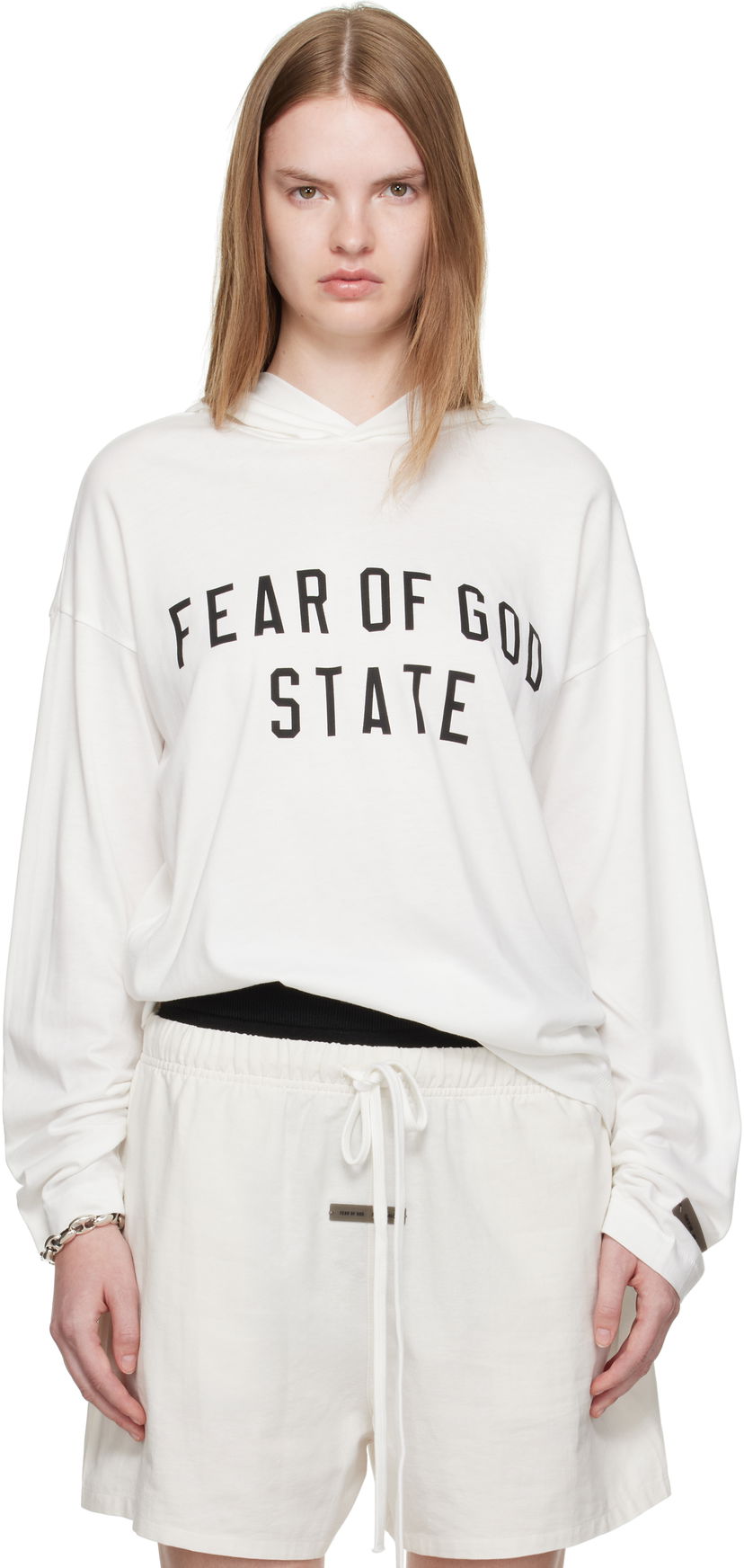 Pulover Fear of God Fear of God ESSENTIALS Long Sleeve Hoodie Bela | 125SP257174FW