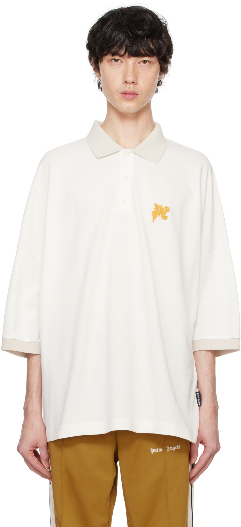 Polo majica Palm Angels Angel Pencil Polo Shirt Bela | PMGB026F24FAB0030322