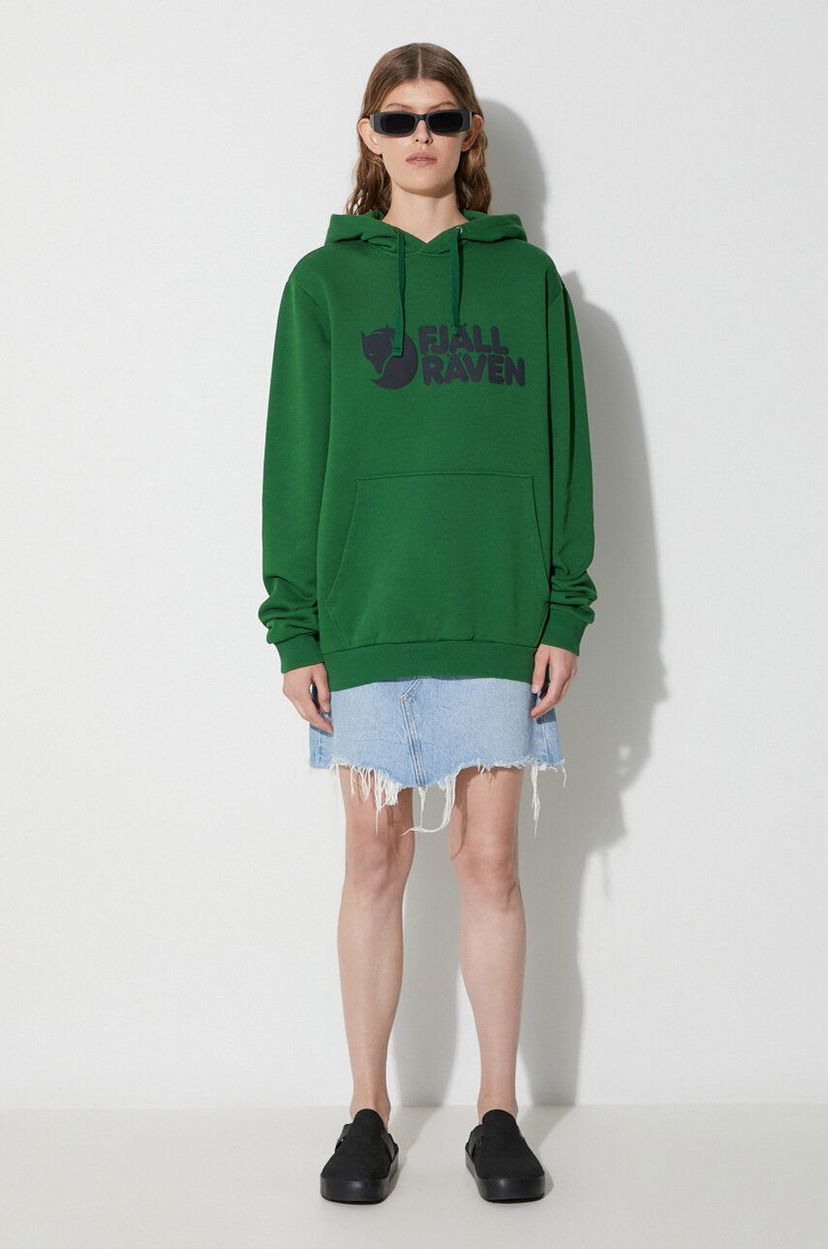 Pulover FJÄLLRÄVEN Hoodie With Print Zelena | 84144