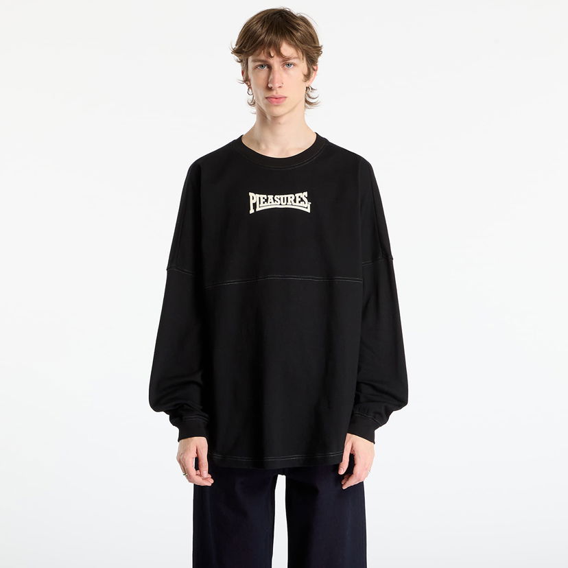 Majica Pleasures Bulldog Heavyweight Long Sleeve Črna | P25F039-BLACK