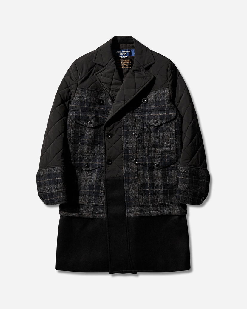 Plašči Junya Watanabe Paneled Double-Breasted Quilted Check Coat Večbarvna | WP-C001-W25 1