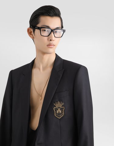 Jakna Dolce & Gabbana Single-Breasted Wool and Silk Jacket with Patch Črna | G2LK0ZFU3H1B0665, 3