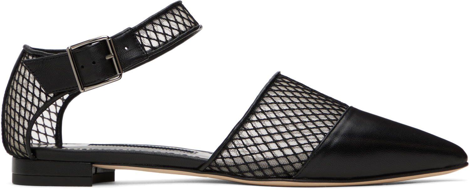Krila Manolo Blahnik Manolo Blahnik Jatelah Mesh Ballerina Flats Črna | 424-1853, 0