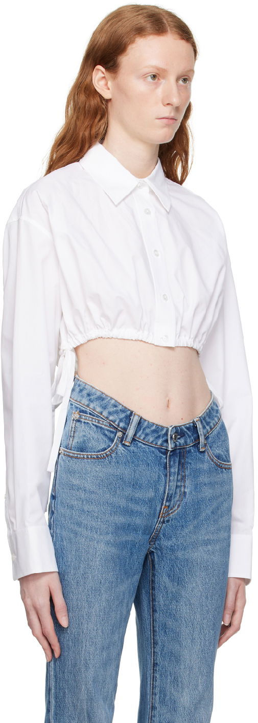 Srajce Alexander Wang Alexanderwang.t Cropped Tie-Hem Shirt Bela | 4WC3231400, 1