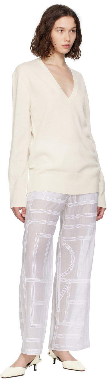 Pleteni pulover TOTEME TOTEME Cashmere V-Neck Knit Sweater Bela | 252-WRT0521-YA0016, 3