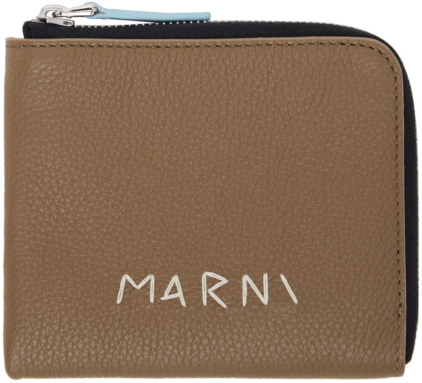 Denarnica Marni Zip-Around Leather Wallet Rjava | PFMI0095Q0 P6533, 0