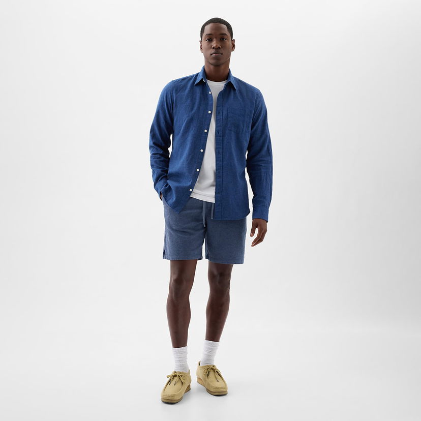 Kratke hlače GAP 8 Inch Linen Cotton Easy Shorts Bainbridge Blue Modra | 866195-06