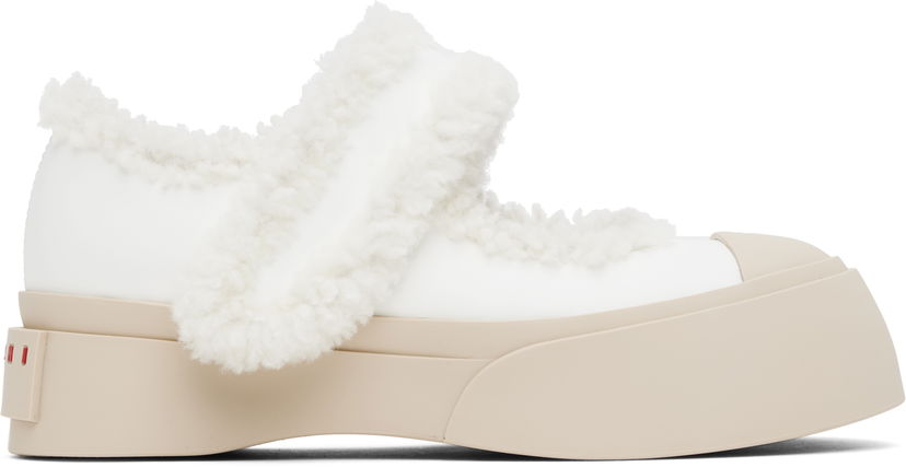 Superge in čevlji Marni Mary Jane Pablo Shearling Ballerina Flats Bela | SNZW013602 P5045