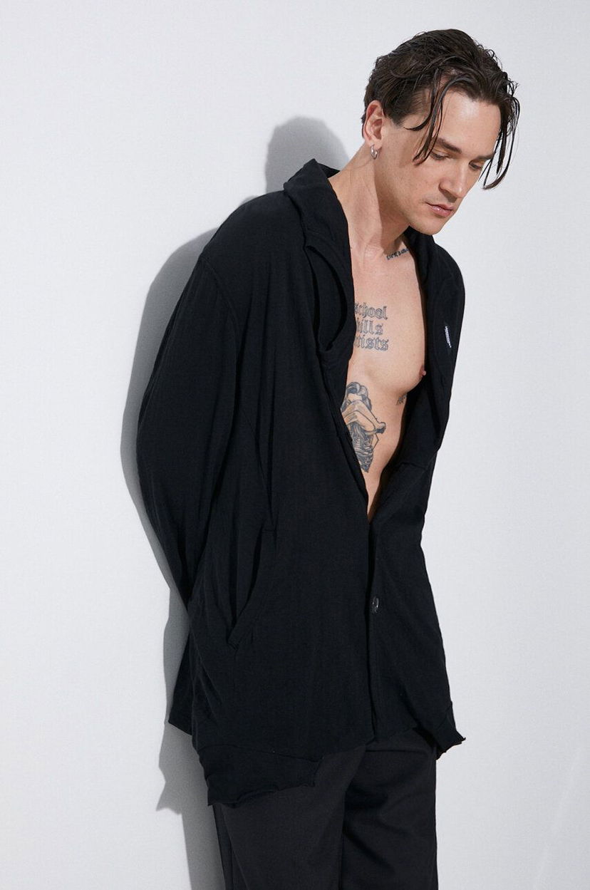 Pulover UNDERCOVER Undercover Hooded Cardigan Črna | UC1D4102