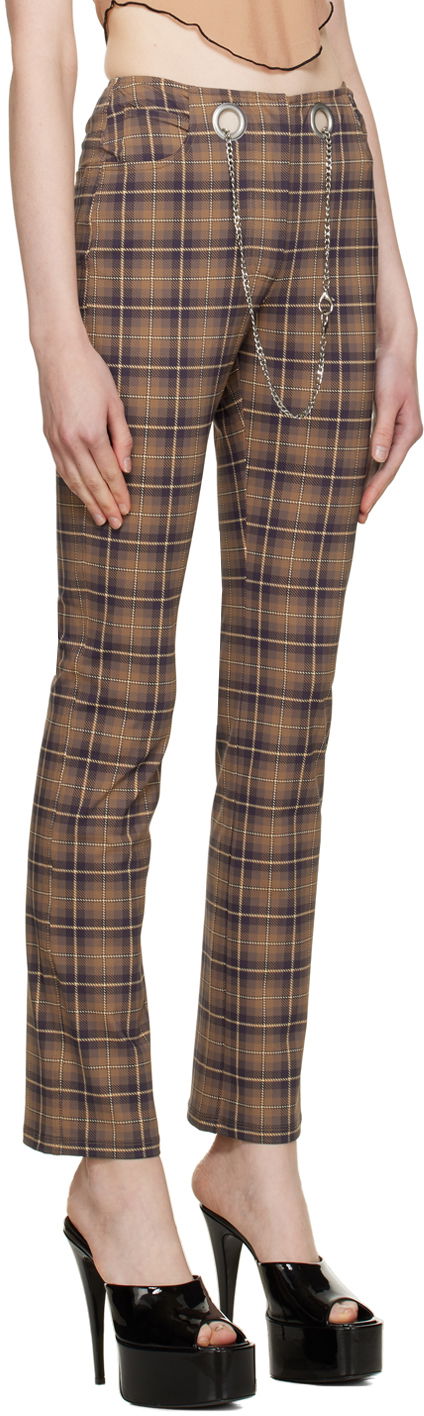 Hlače Miaou Miaou Tommy Plaid Trousers with Chain Rjava | 1004PTCHP, 1