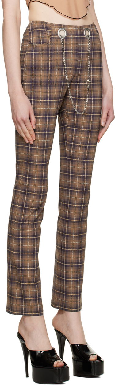 Hlače Miaou Miaou Tommy Plaid Trousers with Chain Rjava | 1004PTCHP, 1