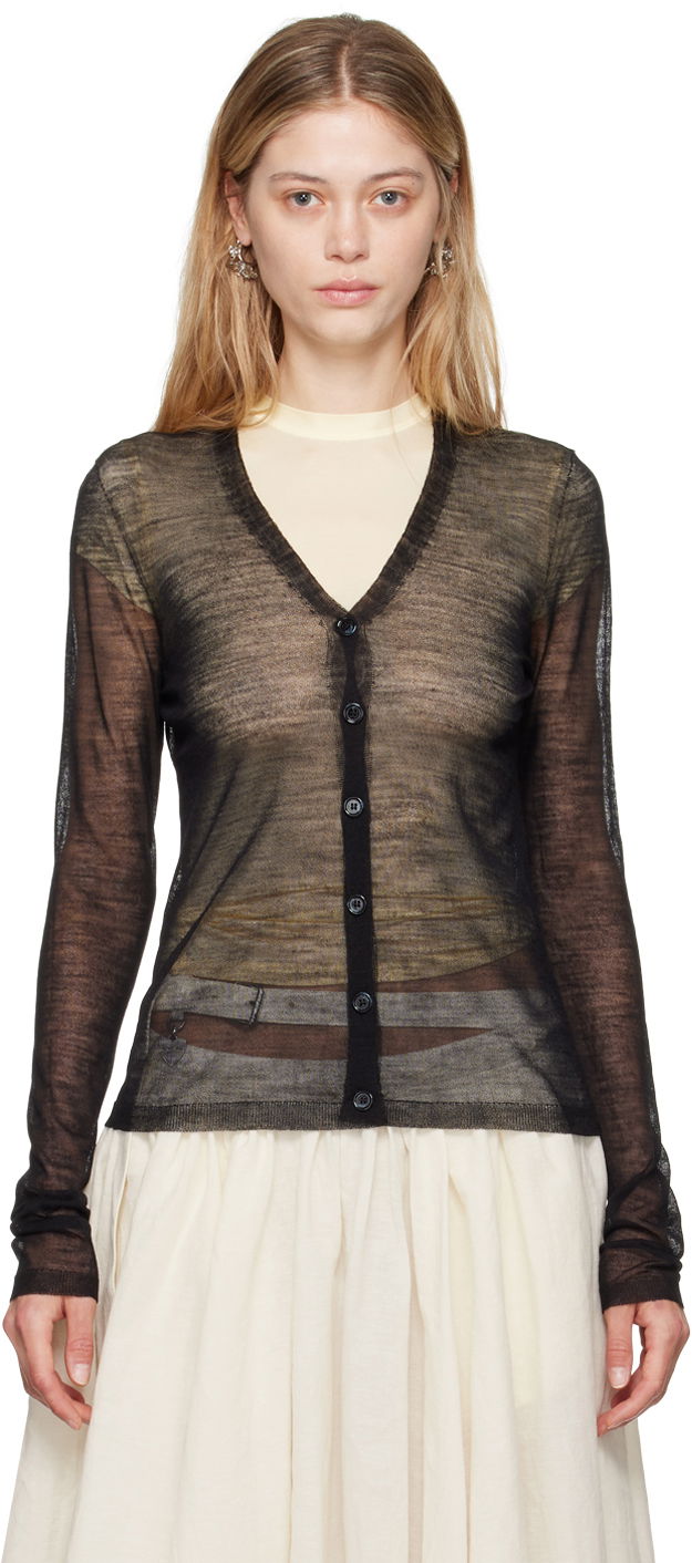Pleteni pulover Acne Studios Lightweight Knit Cardigan Črna | A60516-