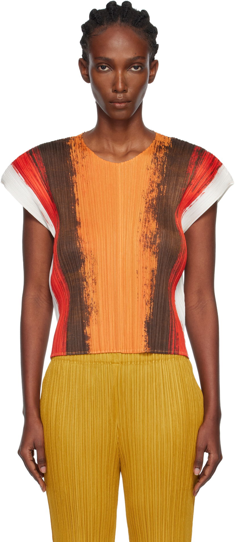 Majica Pleats Please Issey Miyake PLEATS PLEASE ISSEY MIYAKE Pleated Short Sleeve Brushstroke Top Večbarvna | PP58JK672