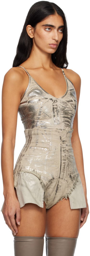 Majica brez rokavov Rick Owens DRKSHDW Concordians Foil Denim Camisole Kovinski | DS02E7132 SDPF, 1