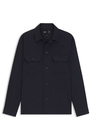 Srajce BOSS Relaxed-Fit Linen-Blend Shirt Mornarica | 50539922