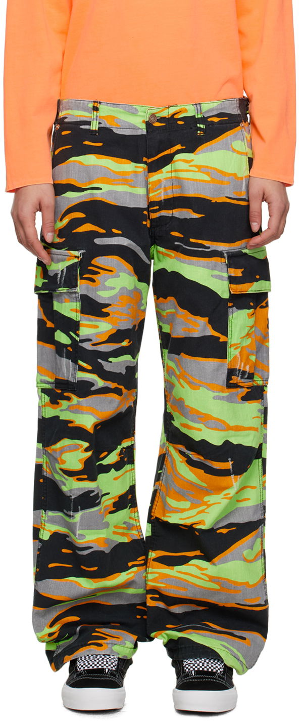 Cargo hlače ERL ERL Printed Denim Cargo Pants Zelena | ERL06P003