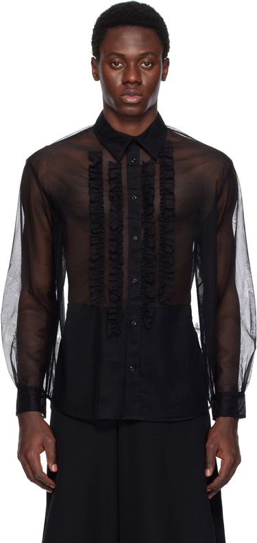 Srajce Simone Rocha Simone Rocha Sheer Ruffle Bib Shirt Črna | 5241 0069, 0