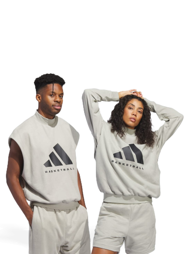 Pulover adidas Performance Basketball Sueded Sleeveless Sweatshirt Siva | IN7704