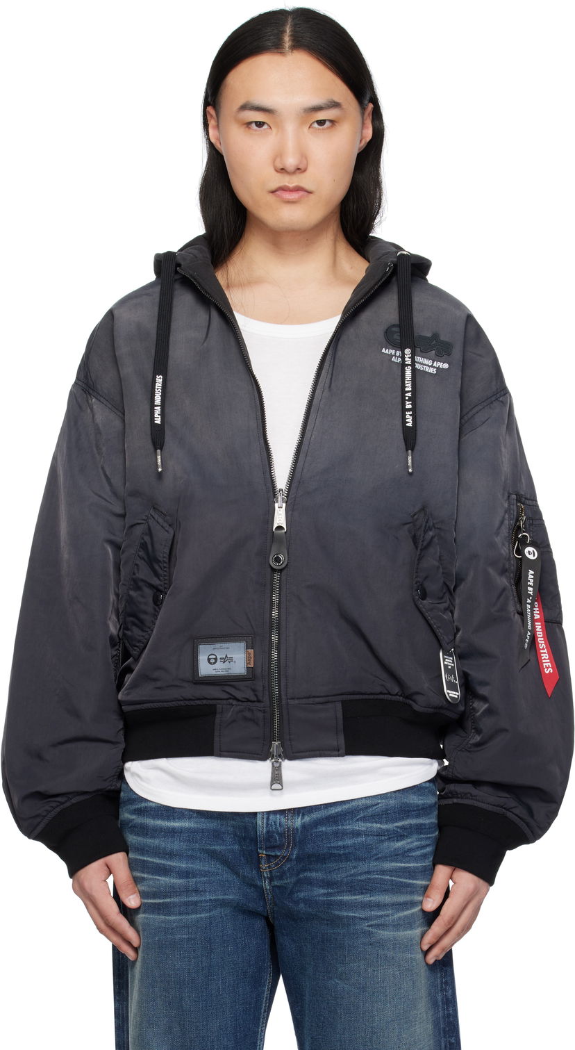 Bomber jakna AAPE by A Bathing Ape AAPE by A Bathing Ape Alpha Industries Edition MA-1 Reversible Bomber Jacket Črna | AAPJKM9709XXNBKL
