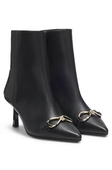 Superge in čevlji BOSS Faux-leather boots with hardware trim and 7cm heel Črna | 50552728