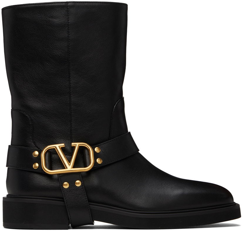 Oblačila Valentino Valentino Garavani VLogo Signature Calfskin Boots Črna | 5W2S0JK6DSH