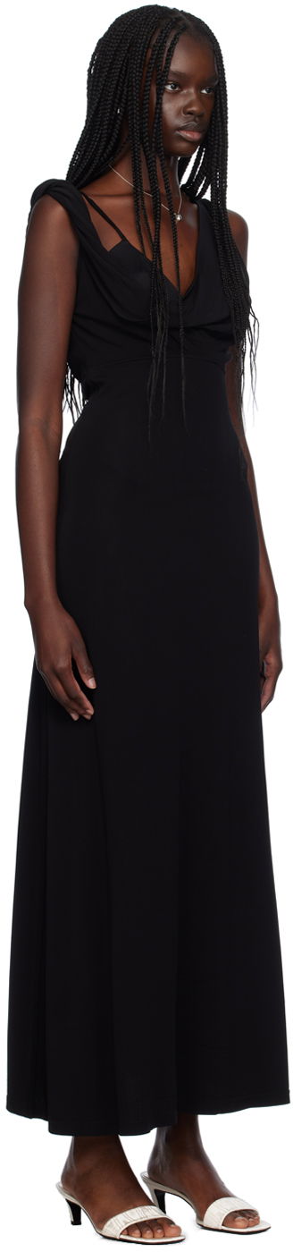Obleke TOTEME Twist Drape Maxi Dress Črna | 243-WRD2970-FB0162, 1