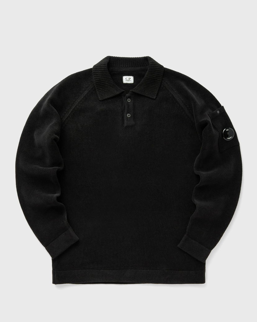 Pleteni pulover C.P. Company C.P. Company Chenille Cotton Polo Knit Črna | 18CMKN070A005687G-999