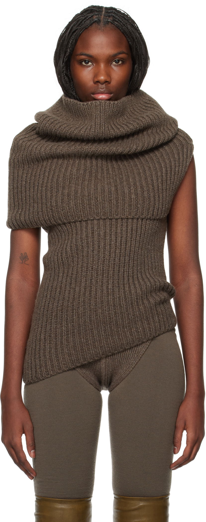 Pleteni pulover Rick Owens Ribbed Knit Turtleneck Top Rjava | RO02D3673 HWS