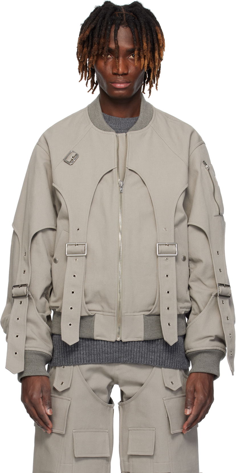 Bomber jakna We11done We11done Double Layered MA-1 Bomber Jacket Siva | WD-JP0-25-032-U-GY