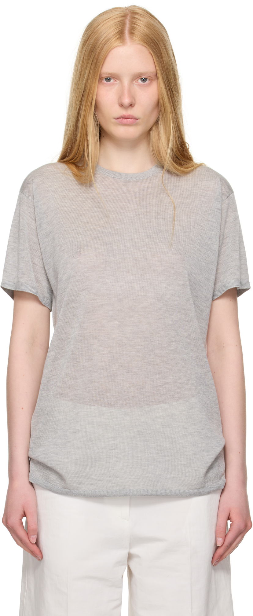 Majica TOTEME TOTEME Knit T-Shirt Siva | 253-WRT0531-YA0079
