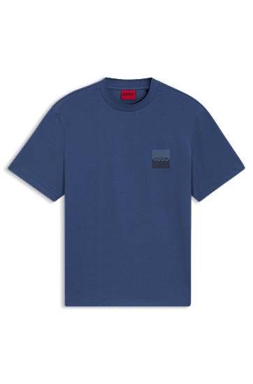 Majica BOSS Relaxed Fit Cotton Tee with Split Logo by HUGO Modra | 50542816