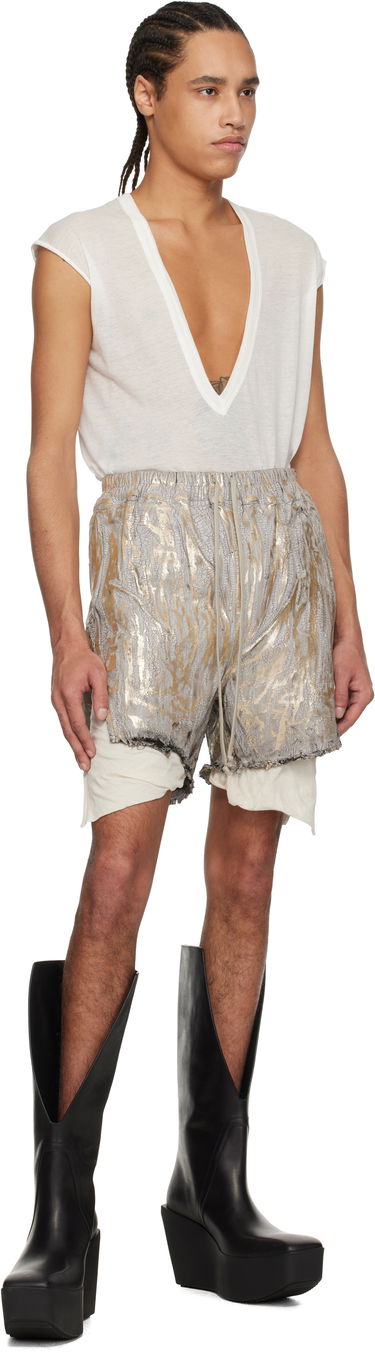 Kratke hlače Rick Owens Rick Owens Hollywood Boxers Cracked Metallic Drawstring Shorts Kovinski | RR01E5306 SGMC, 4