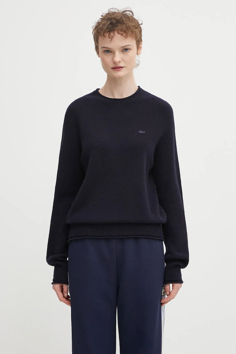 Pleteni pulover Lacoste Lacoste Wool Sweater Mornarica | AF4160