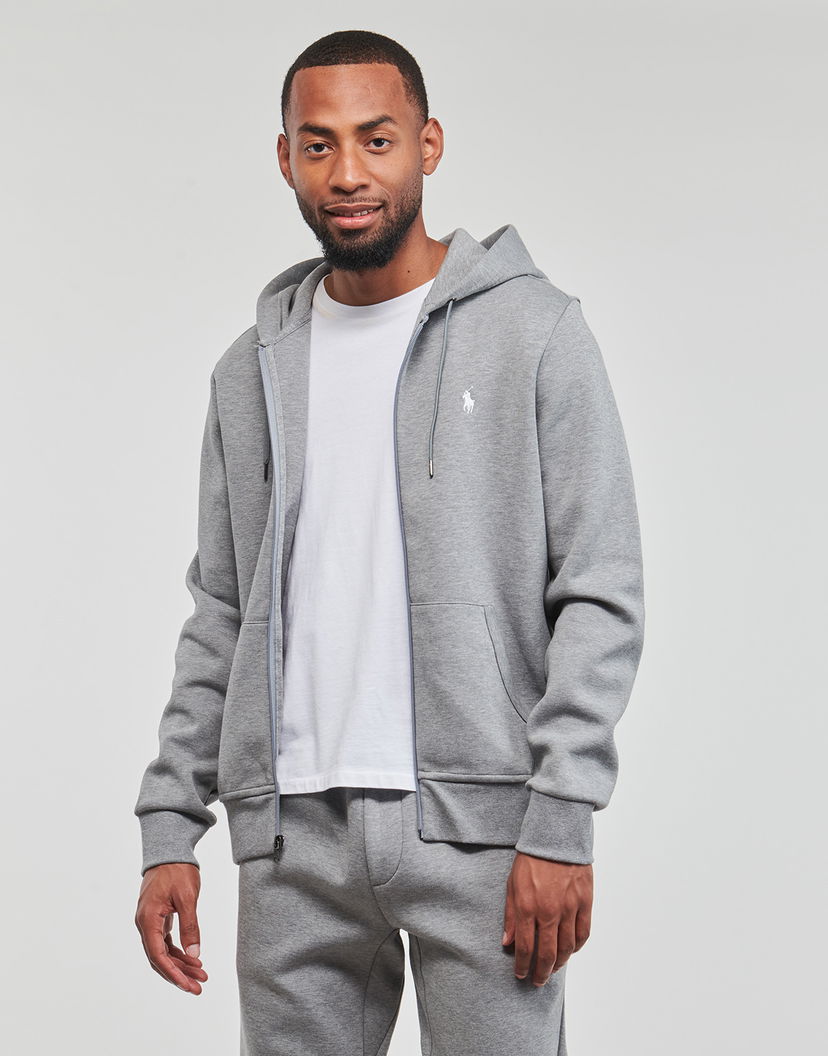 Pulover Polo by Ralph Lauren Double Knit Tech Logo Central Hoodie Siva | 710881517031