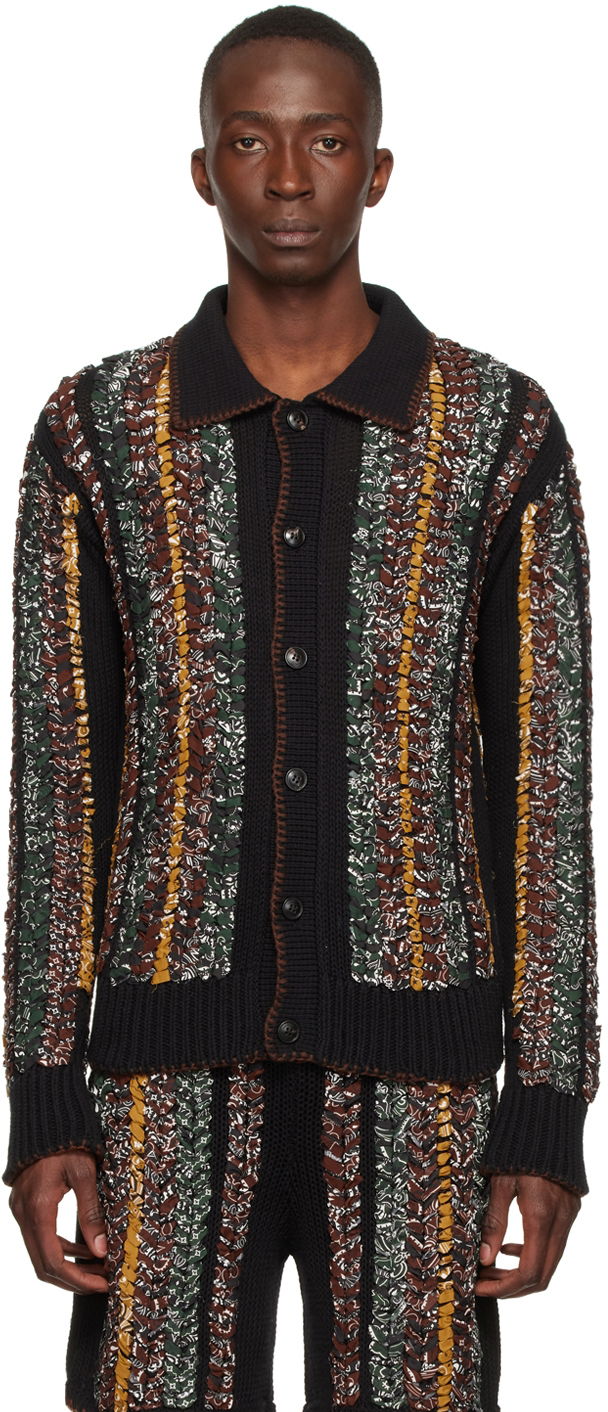 Pleteni pulover AMIRI AMIRI Cotton Knit Cardigan Črna | SS22MKL001