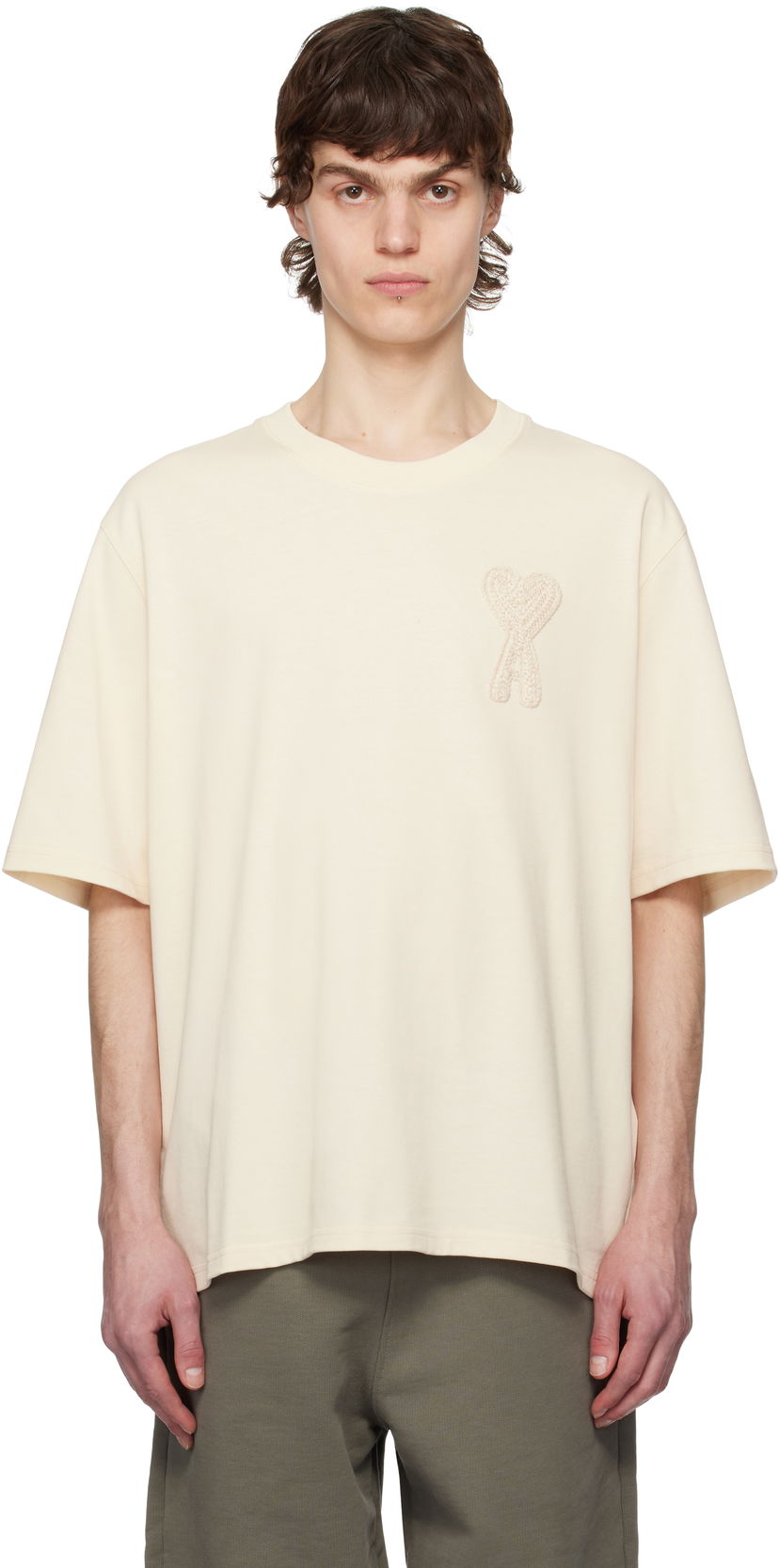 Majica AMI AMI Paris Ami de Coeur Patch T-Shirt Bež | HTS055.726
