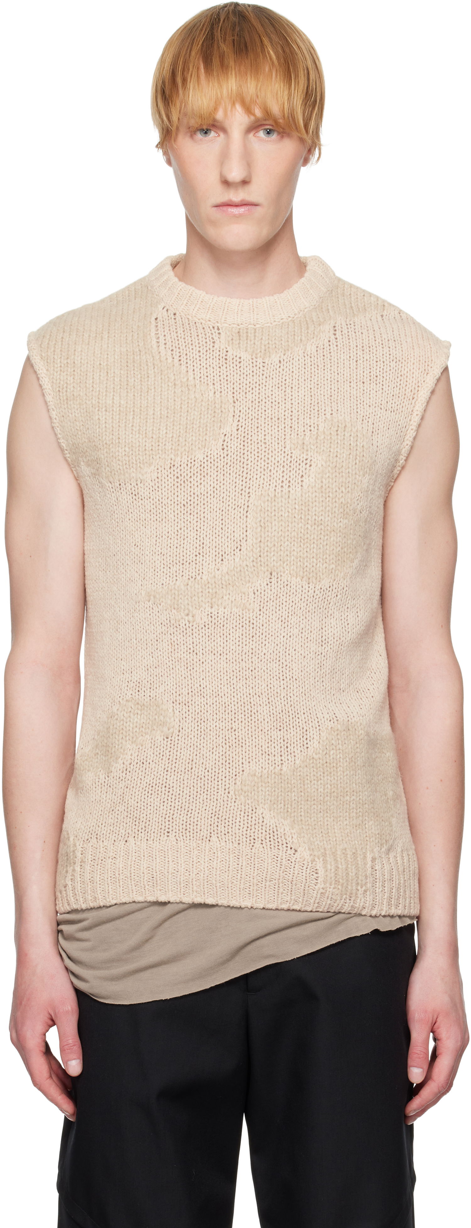 Pleteni pulover HELIOT EMIL HELIOT EMIL Ophiolite Knit Vest Bež | SS25_M_07_074_ST18, 0