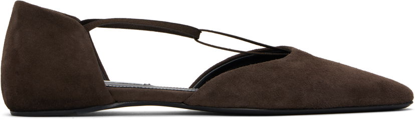 Oblačila TOTEME TOTEME Suede T-Strap Ballerina Flats Rjava | 252-WAS805-LE0114