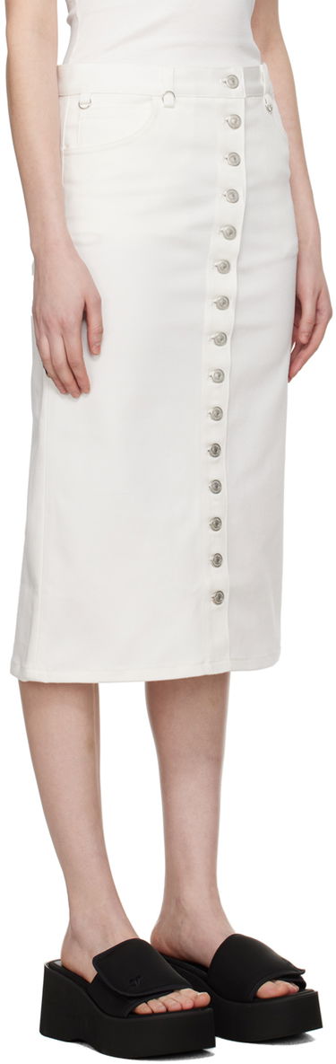 Krila Courrèges Courrèges Multiflex Denim Button-Front Skirt Bela | 124DJU155DE0022, 1